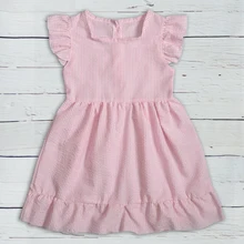 Эксклюзивное платье для маленьких девочек детская одежда тканая детская одежда новейшее платье для вечеринки для девочек подходит под платье комбинезон LYQ904-710-PK