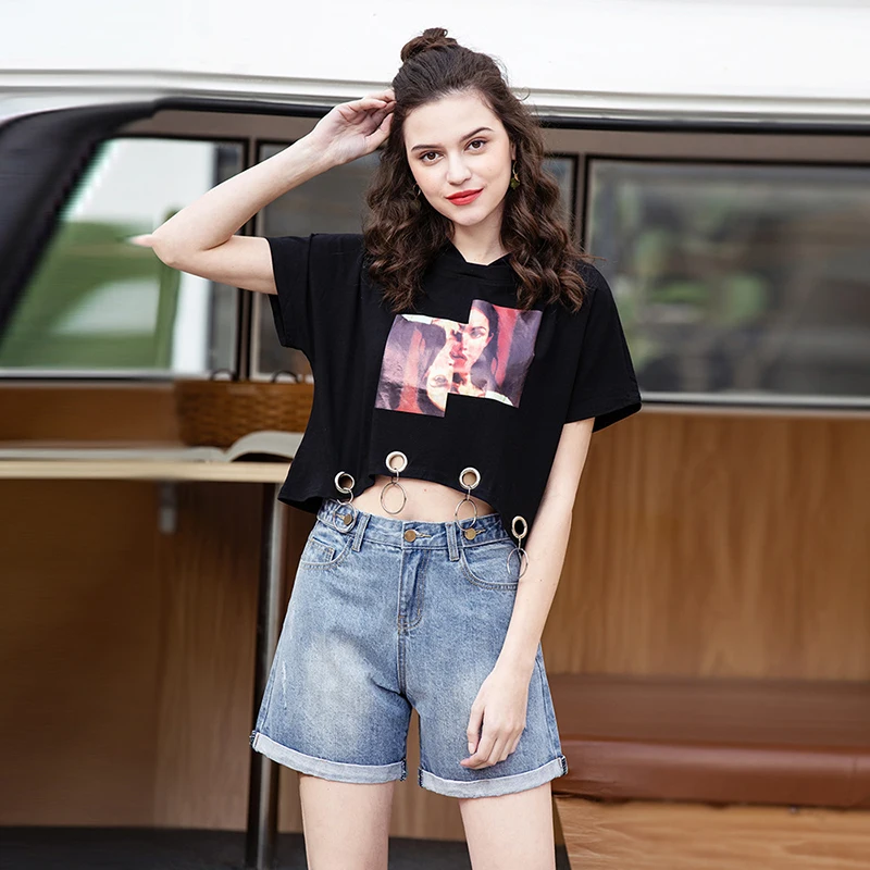 

2019 New Women Shorts Denim Summer High Waist Shorts Plus Size S-3XL Harajuku Casual Street style