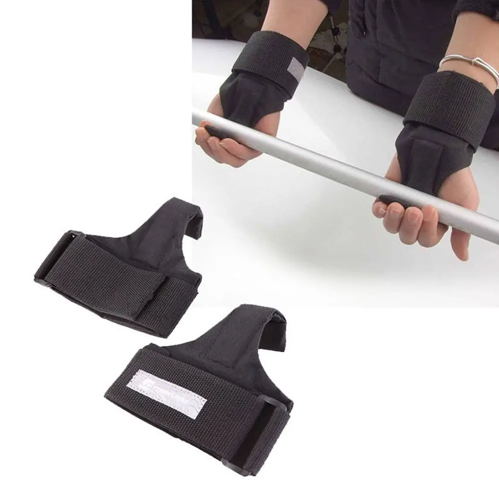 1pair Adjustable Wraps Brace Weight Lifting Hook Training Black Gloves Wrist Support Weight