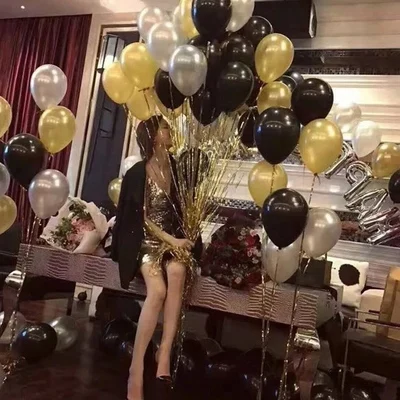 1 Unidades plata Feliz cumpleaños letra globos con perla oro negro blanco globos adultos regalos para decoraciones de fiesta temática suministros