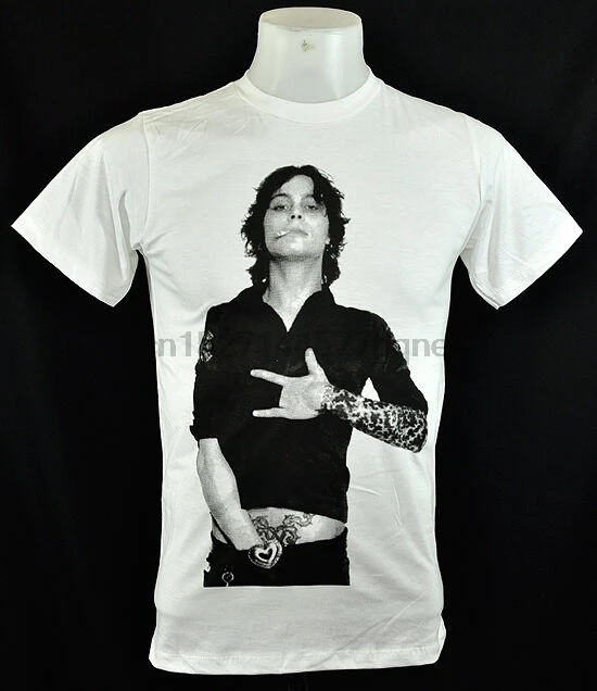 

White T-Shirt Ville Valo HIM rockhand Punk Rock 100% soft Cotton tee Size M(1)
