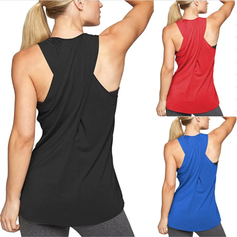 Однотонные футболки Женская быстросохнущая спортивная рубашка для йоги тренажерного зала Фитнес безрукавная майка сорочка для бега, тренировок, йоги одежды для Для женщин