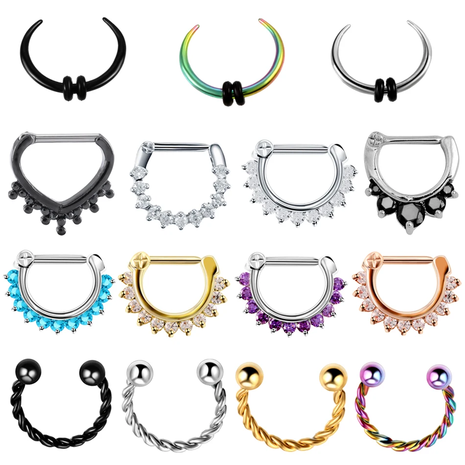 

1PC Steel Nose Piercings Daith Helix Piercing Nose Earrings Septum Clicker Ear Tragus Cartilage Septo Labret Rings Body Jewelry