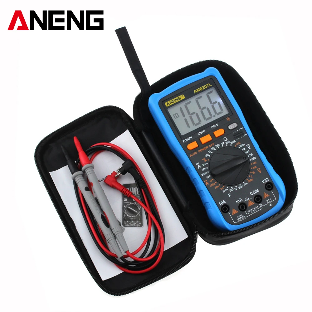 

ANENG AN8207L Digital Multimeter 2000 Counts Handheld Multimeter LCD Display AC/DC Current Testing