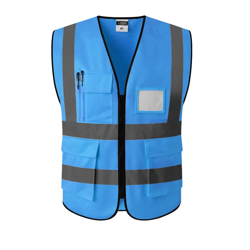Синий отражающий жилет Светоотражающая одежда безопасности на рабочем месте дорожный рабочий мотоцикл Велоспорт Спорт на открытом воздухе печать логотипа#002