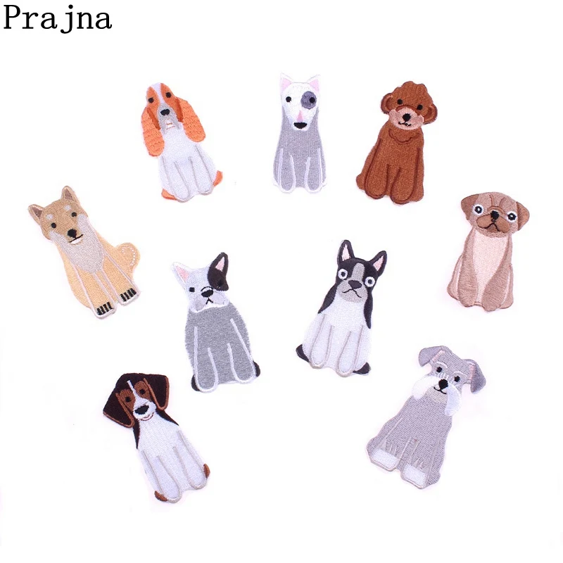 

Prajna Cute Puppy Anime Dog Patches High Quality Embroidery Sewing Accessories Iron Appliques For Clothing Fabric Stickers
