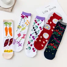 Японский Простой Творческий Харадзюку фрукты цветочные милые счастливые забавные носки мультфильм искусство жаккард красочные женские носки Mujer