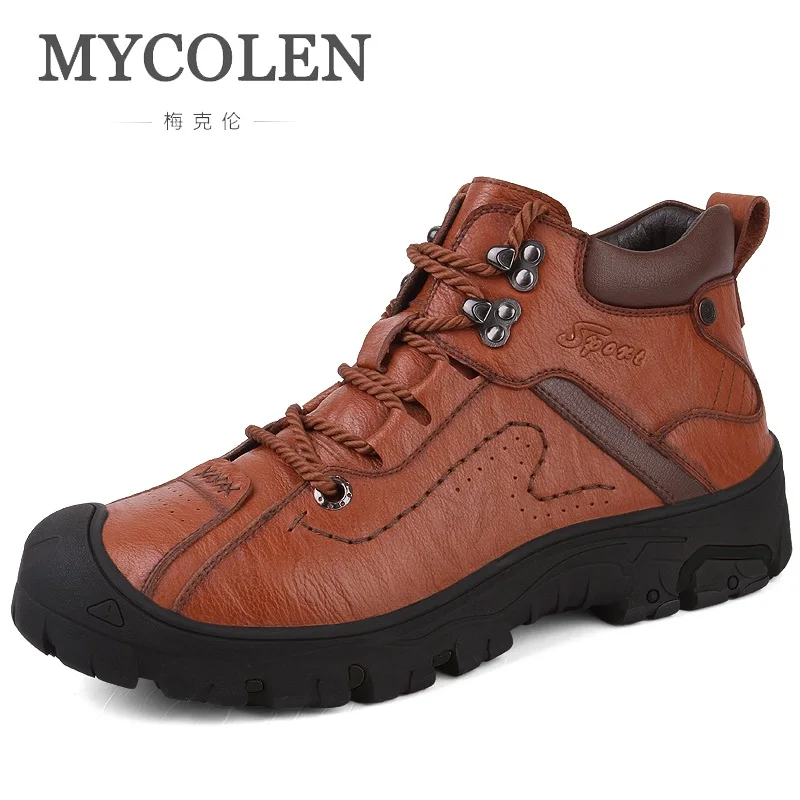 

MYCOLEN 2018 Winter Autumn Men Boots Lace-Up Luxury Designers Quality Tactical Desert Ankle Work Shoes Botas Hombre Cuero