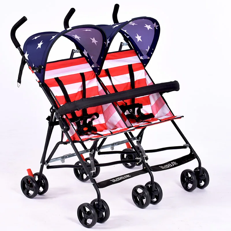 Рождественский подарок для близнецов младенцев Mutiple коляска складной путешествия двойной коляски два сиденья зонтик коляска черный sette