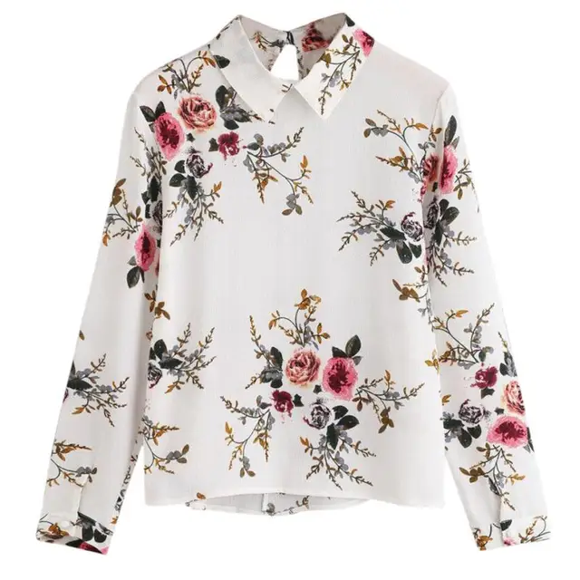 JAYCOSIN 2018 Fashion Womens Casual Long Sleeve lapel Floral Print Tops T-shirt Dropshipping Fashion Polo Shirt Women 07.28 1
