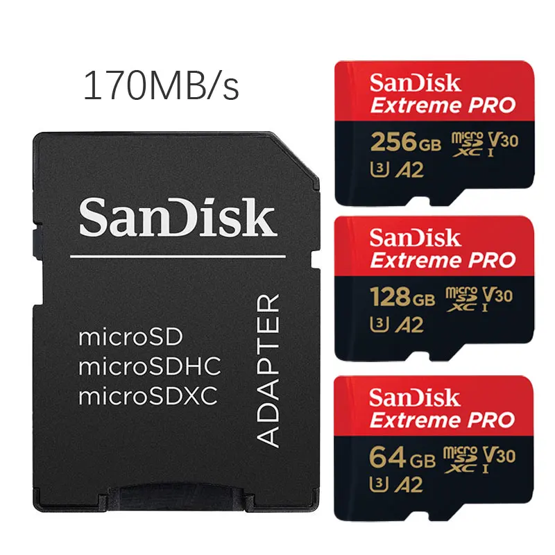 Карта памяти SanDisk Micro SD 16 ГБ 32 Гб MicroSDHC 64 Гб 128 ГБ 256 ГБ MicroSDXC EXTREME PRO V30 U3 4K UHD tf-карты