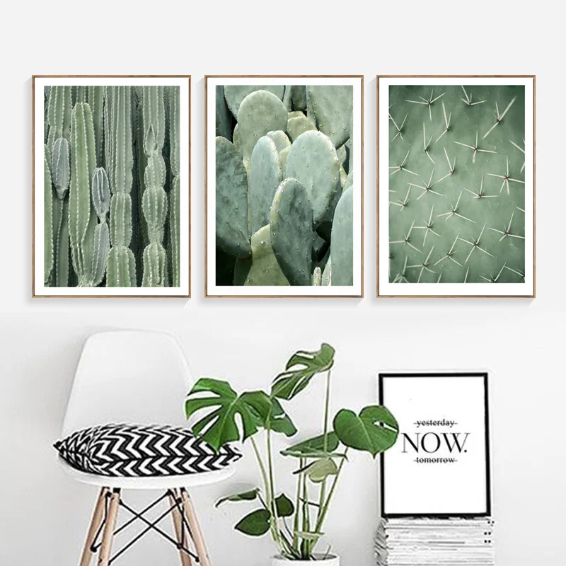 

Green Plant Wall Art Canvas Painting Nordic Poster Affiche Cactus Wall Pictures For Living Room Decor Unframed
