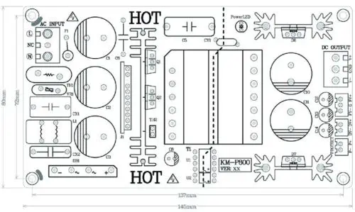 800 Вт большой мощности импульсный источник питания PSU +-70 В для класса усилителя