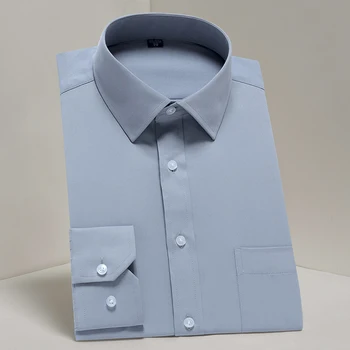 

Men's Classic Long Sleeve Solid Basic Dress Shirts Comfortable Soft Formal Business Social Standard-fit Easy-care Tops Shirt