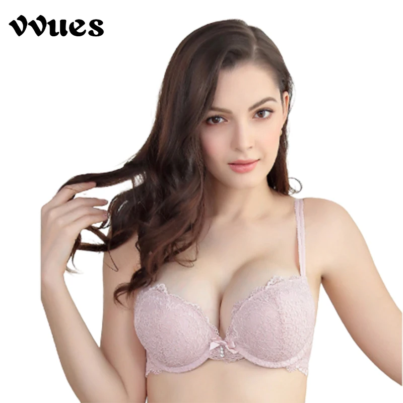 

VVUES Women's Lace Bra Set Sexy Bralette Lingerie Transparent Underwear Straps Grils Underwire Seamless Push Up Bra Drop Ship