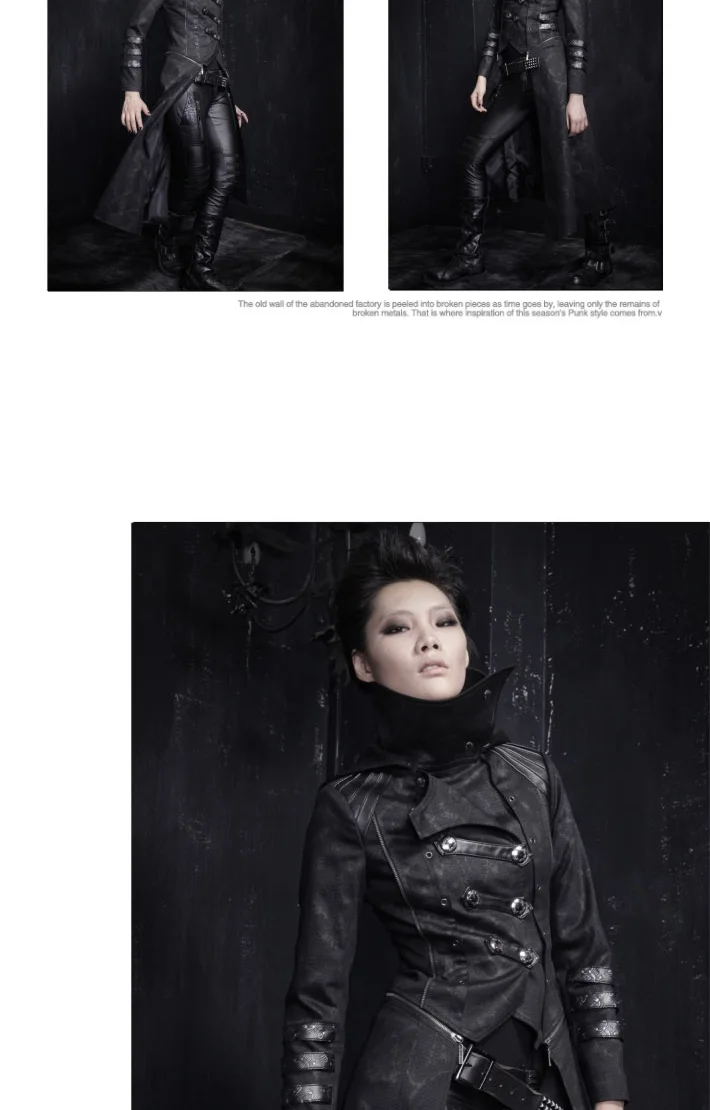 Панк рейв модная женская панк стримпанк визуальный Kei Готическая длинная и короткая куртка пальто с капюшоном Y364
