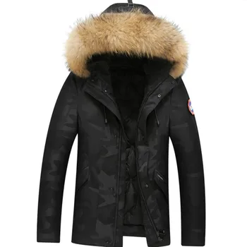 

New Autumn and Winter Warm Coat for Men Warm Jackets and Coats Duck Down Jacket Furry Hat Solid Pockets Men Bubble Luxury Coat