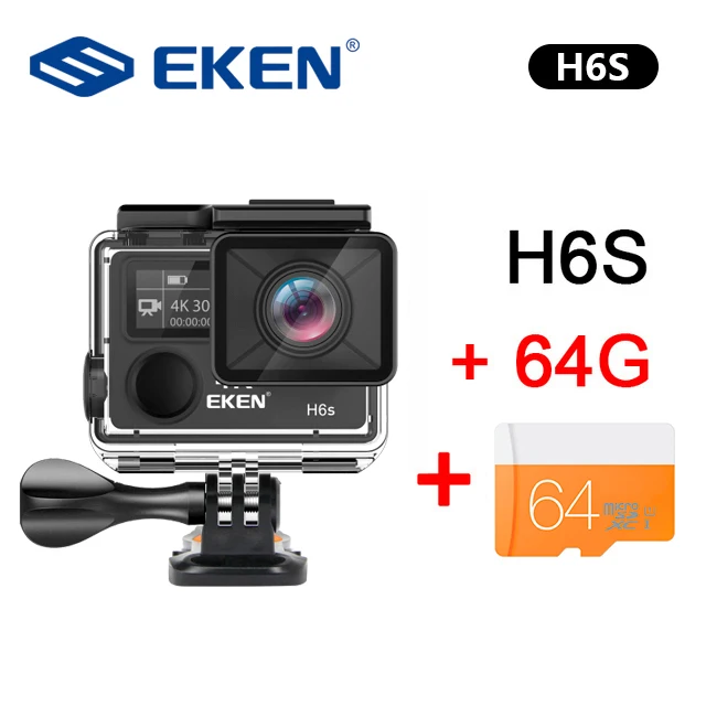 Оригинальная Экшн-камера eken H6S Ultra HD с чипом Ambarella A12 4 k/30fps 1080 p/60fps EIS 30M Водонепроницаемая Спортивная камера - Цвет: EKENH6S Black 64G