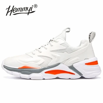 

Hemmyi Designer New Sneakers Men Mesh Breathable Running Shoes Spring Summer Autumn Black White Thick-soled Platform Sport Shoes