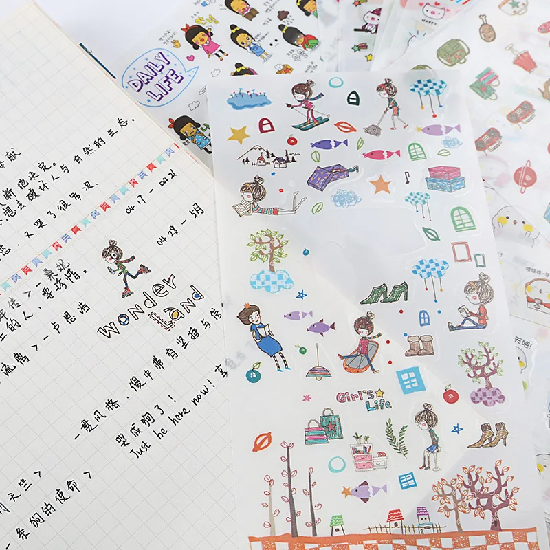 KOWELL 6 простыни Детские/Lot Цветы Путешествия дневник Тотем Memo стикеры s Pack Kawaii