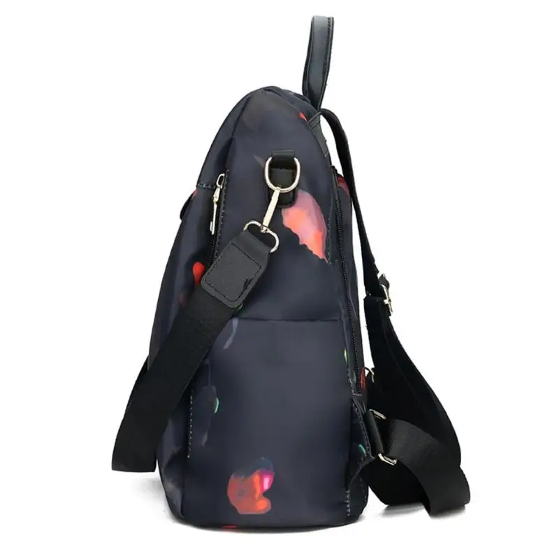 Черный нейлоновый женский рюкзак с принтом, рюкзак с защитой от кражи для девочек-подростков, Школьный Рюкзак Для Путешествий