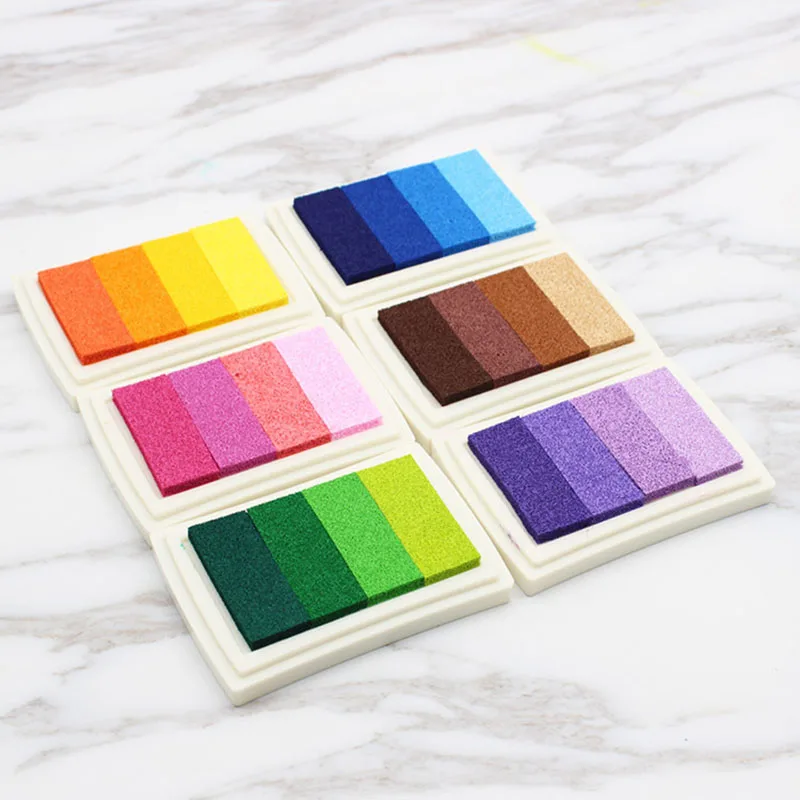 1pc Delicate Color Gradual Change Stamp DIY Oil Pigment Inkpad Scrapbook Gradient Ink Pad Work Fingerprint Paper Card Decoration|Бейджи и