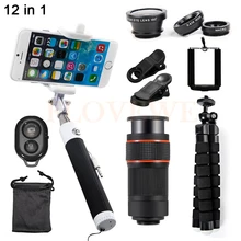 12in1 8X телескопический объектив рыбий глаз Макро Широкий формат Lentes 8х телефото зум-объективы для Xiaomi redmi 2 3 S 4 Примечание 3 MI4 MI5 MI6