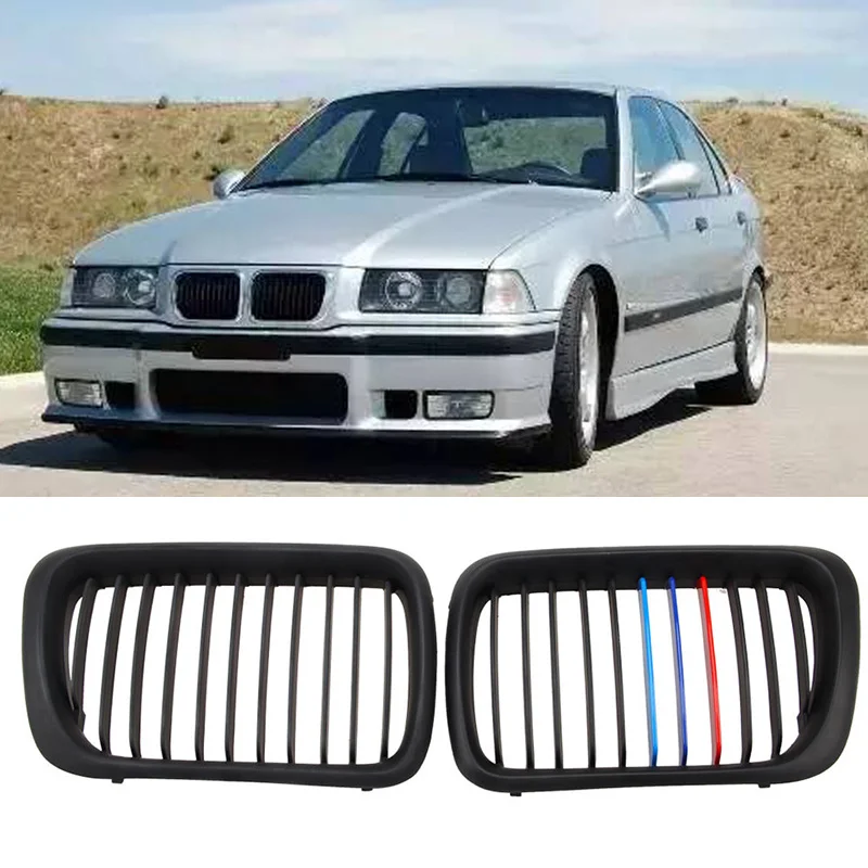 Черная двойная планка для BMW E36 M3 3 серии 97-99 пара передний матовый блесек для губ карбоновая Автомобильная внешняя часть авто аксессуары