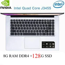 P2-34 8G RAM 128G SSD Intel Celeron J3455 NvIDIA GeForce 940M Gaming laptop keyboard and OS language available for choose