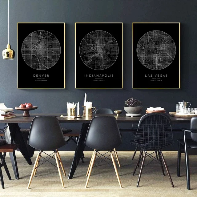 

City Maps United States DENVER MEMPHIS LOUISVILLE INDIANAPOLIS Canvas Poster Wall Pictures for Living Room No Frame