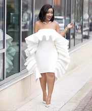 

High Quality Summer Sexy Celebrity Sleeveless Strapless Big Ruffles Mini Dress Elegant Evening Party Dress W-51