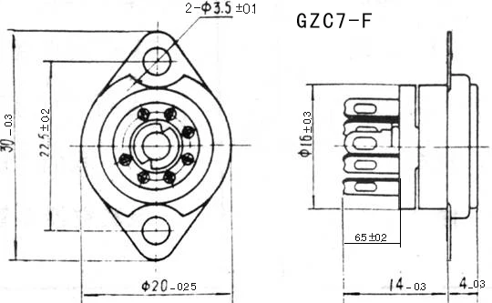 Шасси крепление 7pin вакуумной трубки разъем для EAA91 EC92 6Z4 Hifi Винтаж Аудио AMP DIY оловянный позолоченный 10 шт