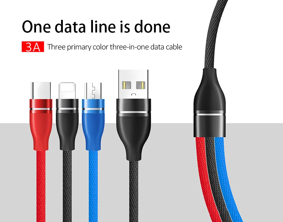 NOHON Universal 3 In 1 Lighting Charger Cable For iPhone X 7 8 6 Plus Micro USB Type C For Samsung Xiaomi 5 Fast Charging Cables (3)