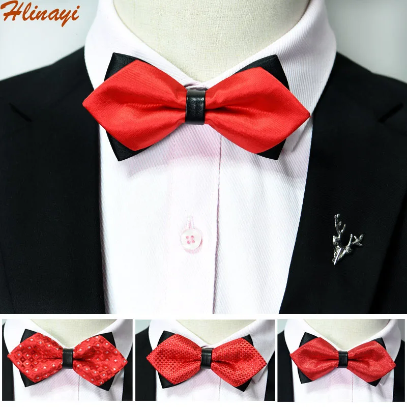 Hlinayi мужской свадебный праздничный красный галстук-бабочка han edition острый двойной многоцветный галстук-бабочка