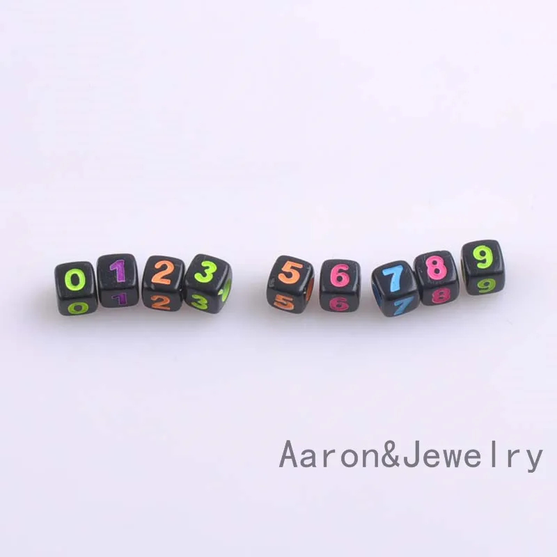 7mm-100PCs-Mixed-Black-Acrylic-digit-square-Beads-Spacer-Beads-For-Jewelry-Making-YKL0356X