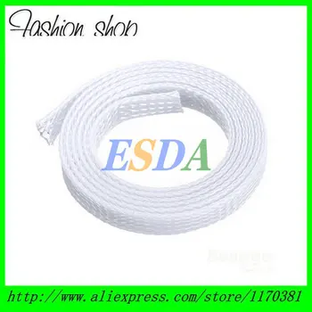 

Free shipping 50m Wire Cable Protect white 8mm PET Nylon Braided Cable Sleeve