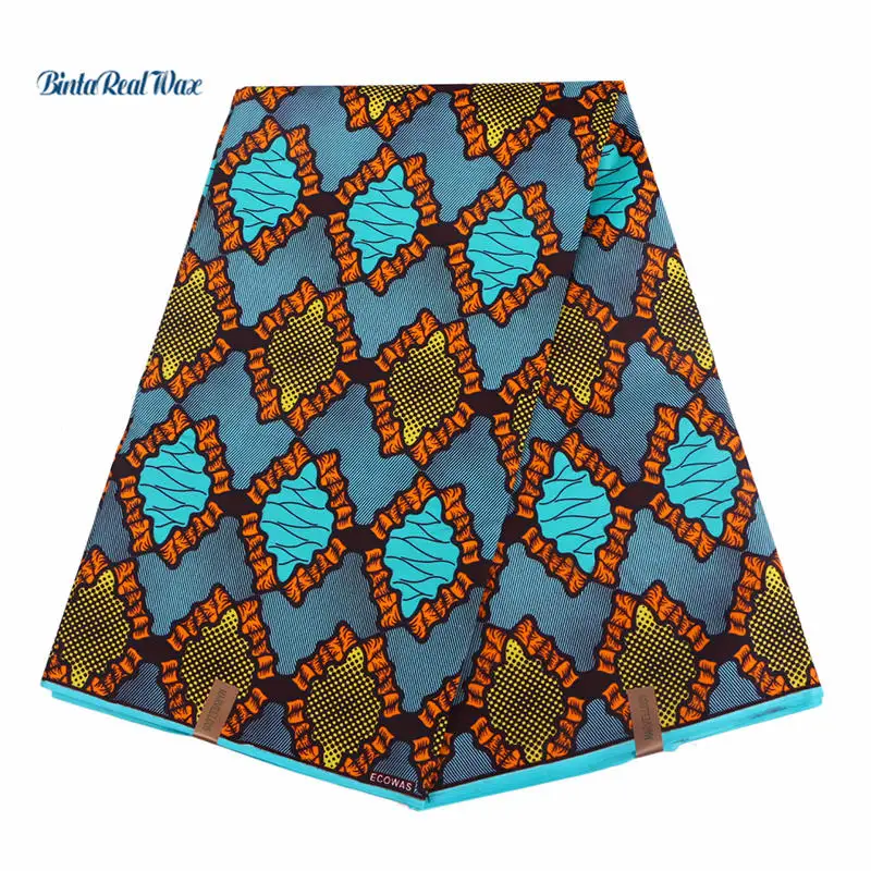

binta real Wax Ankara Fabric Polyester Hollandais Wax Prints Fabric High Quality 6 yards African Fabric for Party Dress FP6013