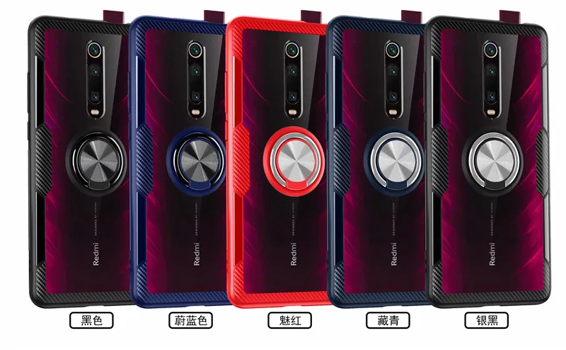leather iphone 11 Pro Max case לxiaomi Mi9T Mi 9T פרו מקרה יוקרה מגנטי טבעת שקוף ברור זכוכית חזרה כיסוי עבור Redmi K20 פרו מחזיק רכב Stand מקרי iphone 11 Pro Max phone case