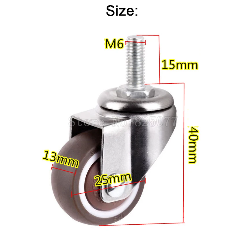 4 шт. мини " немой загрузка колеса 20 кг Замена поворотные ролики колеса с M6* 15 винтовой стержень мебельная фурнитура JF1446