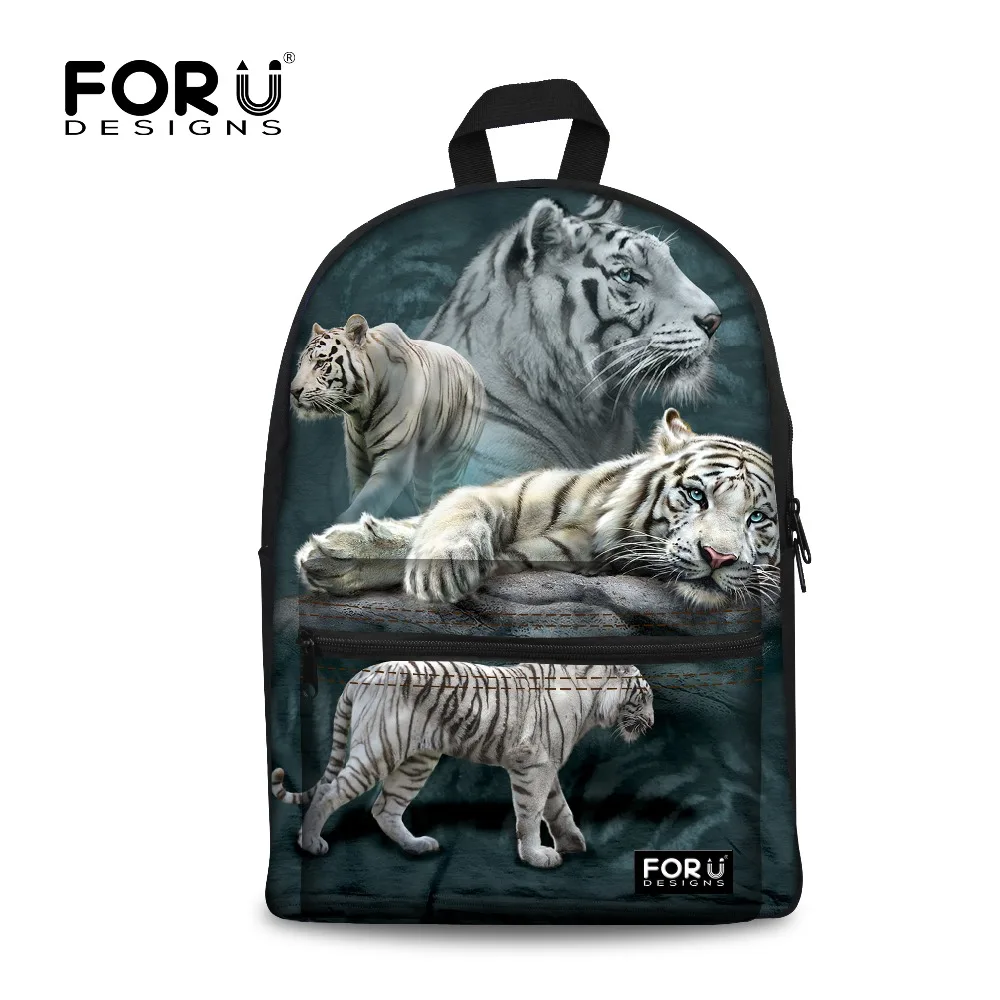 

White Tiger printing Backpack Children School Bags For Teenagers Boys Bag Kids Backpacks Animal Prints Wolf Dinosaur Mochila Bag