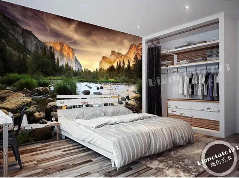 3d Mural Wallpaper Yellowstone National Park Photo Custom Nonwoven