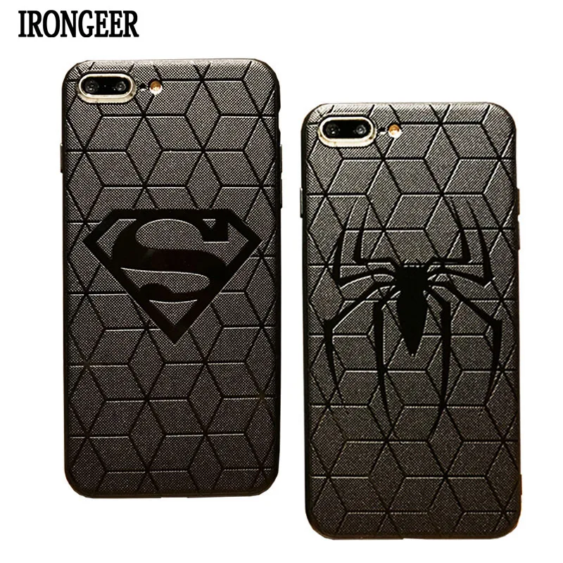 

IRONGEER Superman Batman Ironman Captain America 3D Touch Soft Phone Case For Iphone X XS MAX XR 7 8 Plus 6 6s Plus Funda Capa