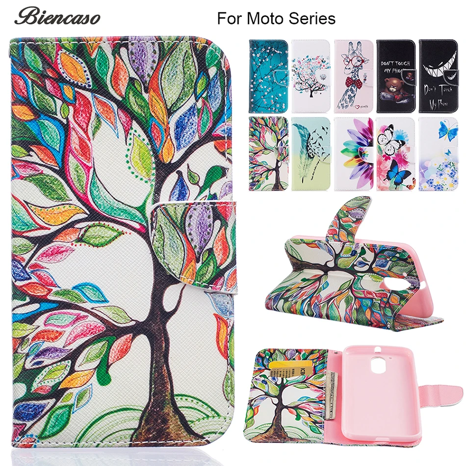 

Biencaso Flower Tree Giraffe Design PU Leather Wallet Flip Magnetic Case For Motorola Moto G3 G4 G5 G5S G6 Plus 2018 Fundas B116