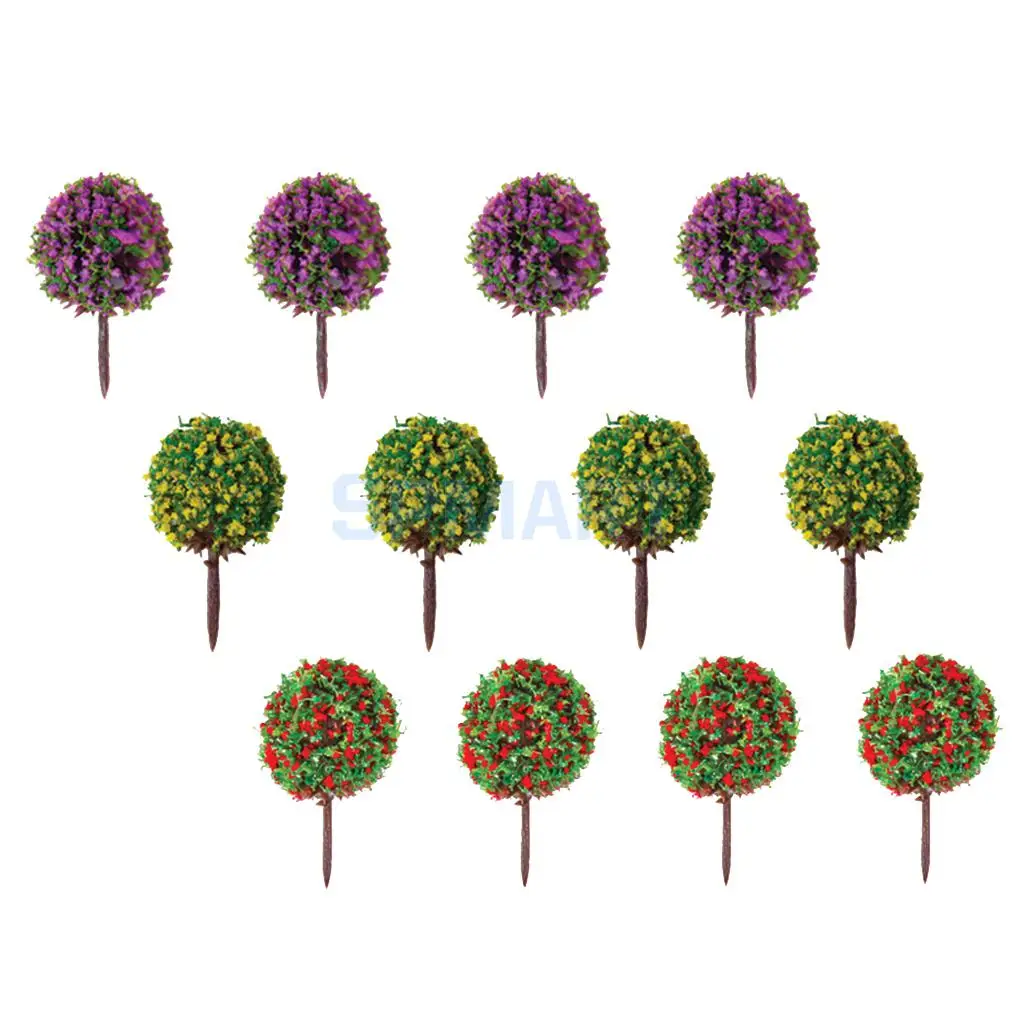 

SPMART New quality 30pcs Mixed 3 colors Flower Model Train HO Trees Ball Shaped Scenery Landscape 1/87 Scale