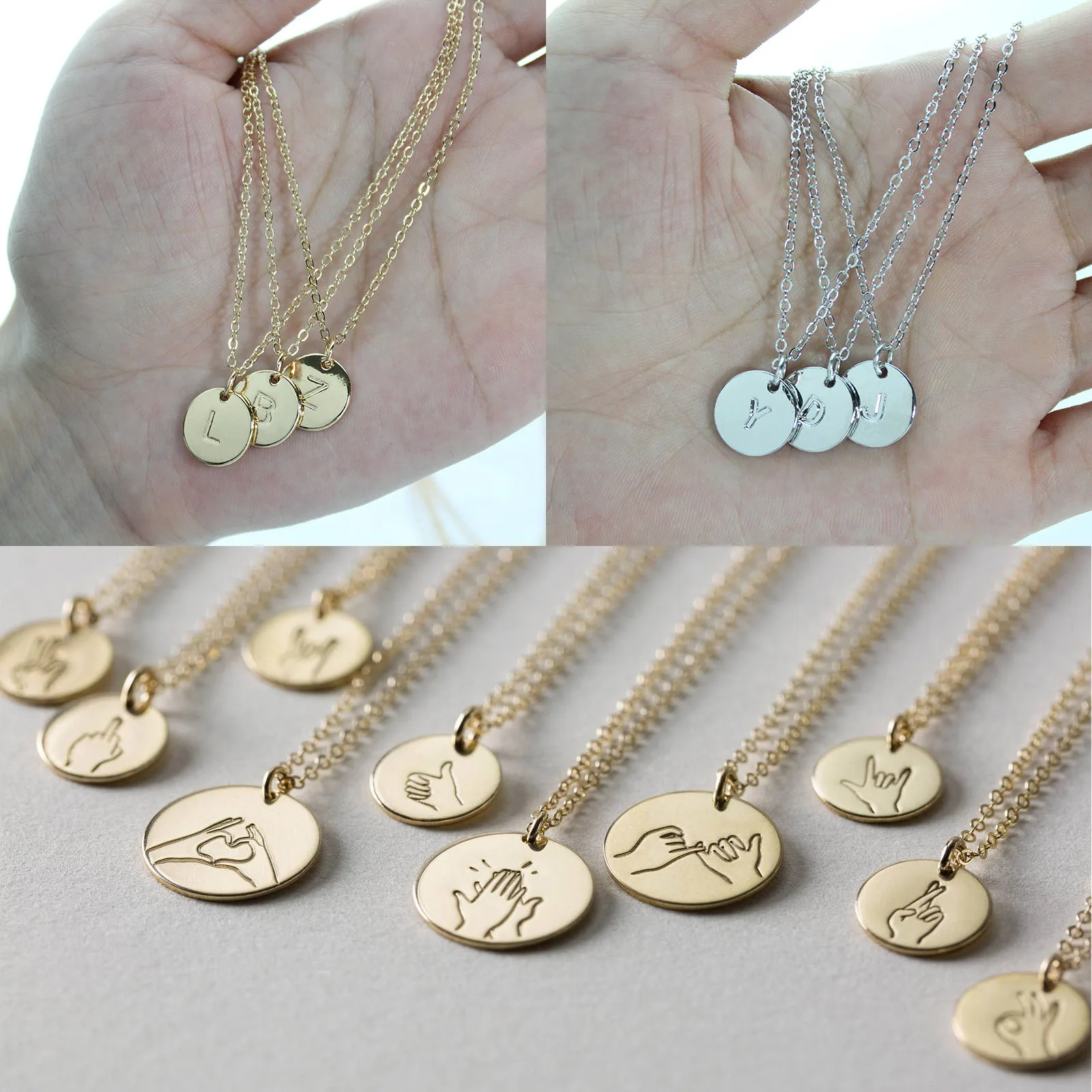 

NEW 26 Letters Initial Necklace Silver Gold Color Alphabet Disc Necklace Women Kolye Collier Friends Family Letter necklace