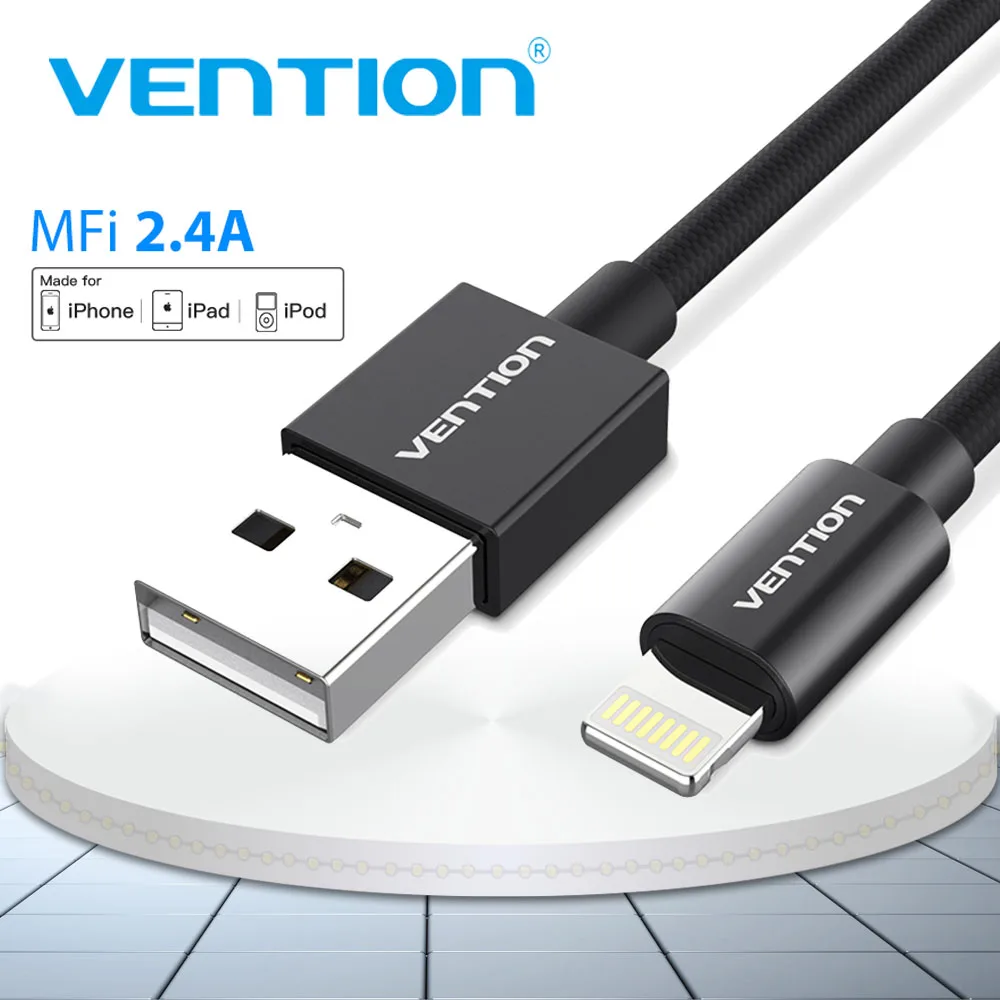 Vention كابل يو اس بي ل فون MFI كابل البرق شاحن يو اس بي الحبل ل فون X 8 زائد 7 6 5 SE الهاتف المحمول سريع كابل شحن