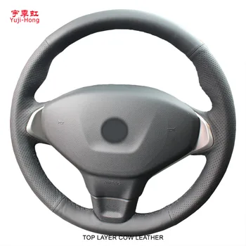 

Car Steering Covers Case for Peugeot 301 Hand-stitched Top Layer Genuine Cow Leather Wheel Cover Car-styling