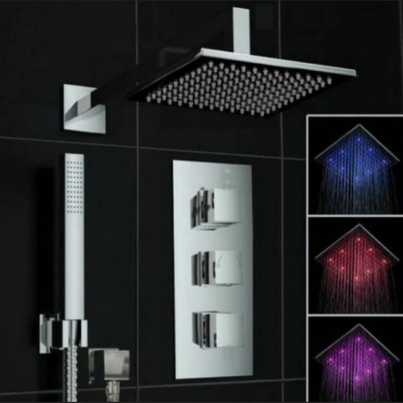 Wholesale And Retail Bathroom Concealed LED Rain Mixer Shower Valve Tap Chrome Shower Hand Shower