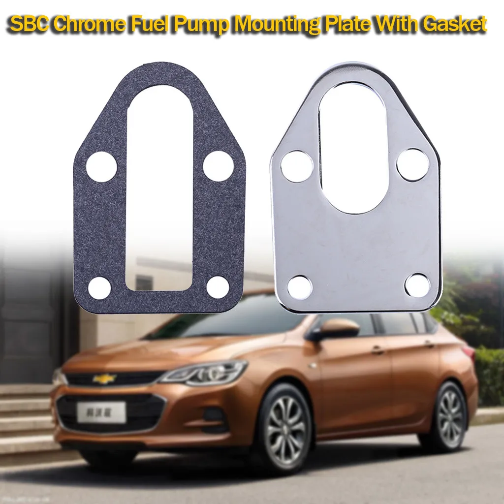

SBC Chrome Fuel Pump Mounting Plate With Gasket 283 305 327 350 383 400 SB