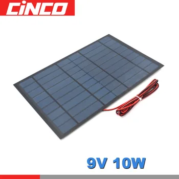 

9 V 10 W extend wire Solar Panel Polycrystalline Silicon DIY Battery Charger Small Mini Cell cable toy Volt 9V 10W 10Watt Watt